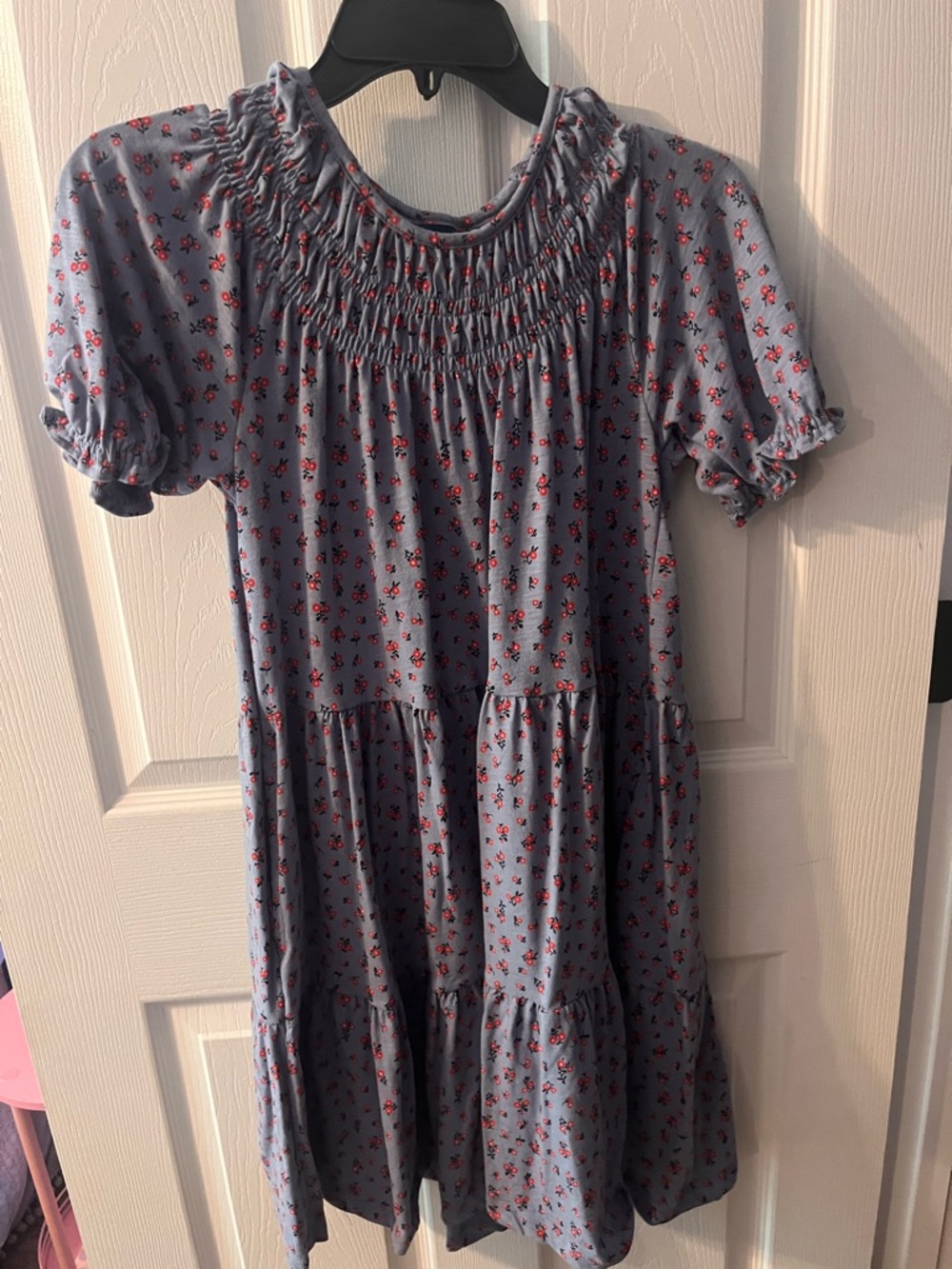 Old Navy Blue Floral Smocked Tiered Dress